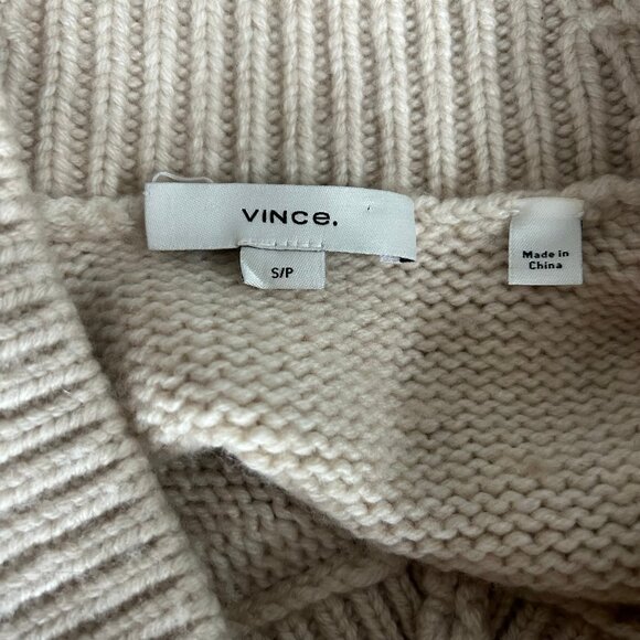 Vince Wool Cashmere V-Neck Sweater Beige Women’s Size S Cozy Elegant - Picture 8 of 11